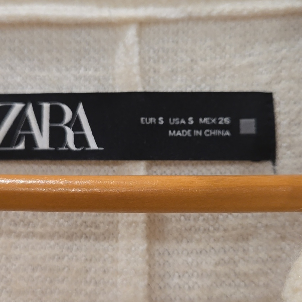 Zara Women's Blazer Coat, Wool Blend, Unlined, Creamy White, Buttons, Small - Picture 7 of 16
